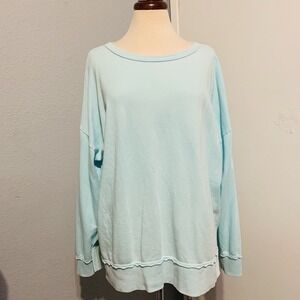 Buffalo David Bitton Women Light Blue Crew Neck Long Sleeve Shirt Size L Relaxed